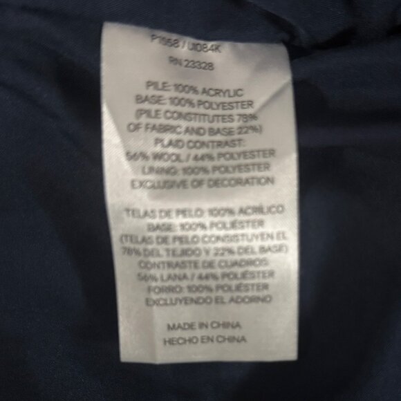 Pendleton Sherpa Fleece Jacket XL Navy Blue Zip Front Plaid Trim Cozy Soft Warm - Picture 9 of 10